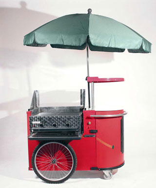 Grillwagen Grill aufgeklappt